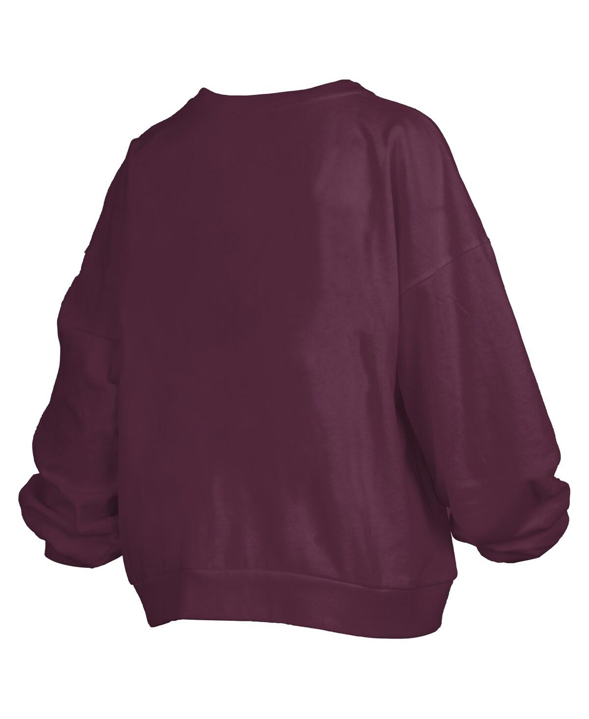 Pressbox Women's Maroon Virginia Tech Hokies Janise Arch Over Logo Waist Length Oversized Pullover Sweatshirt