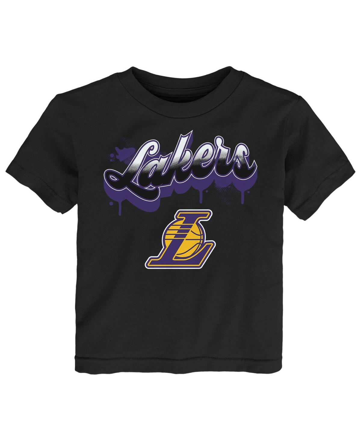 Outerstuff Big Boys And Girls Black Los Angeles Lakers Bubbly Script T-shirt