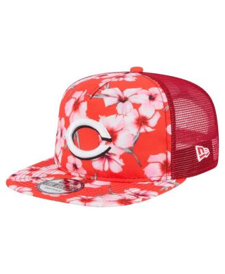 New Era - Men's Red Cincinnati Reds Adventure Pattern Golfer Trucker Snapback Hat