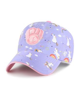 Big Girls Lavender Milwaukee Brewers Unicorn Clean Up Adjustable Hat