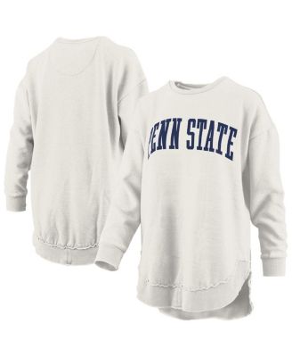 Pressbox - Women's Oatmeal Penn State Nittany Lions Melange Poncho Vintage Fleece Long Sleeve Pullover Sweatshirt
