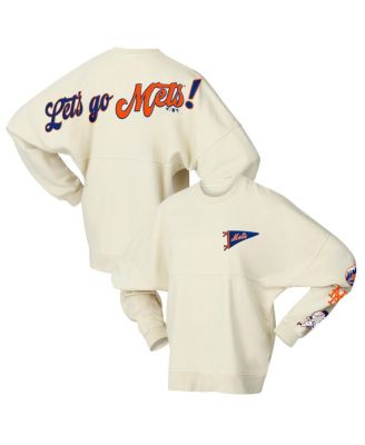Fanatics - Women's Tan New York Mets Pennant Flag Branded Fleece Pullover Sweatshirt