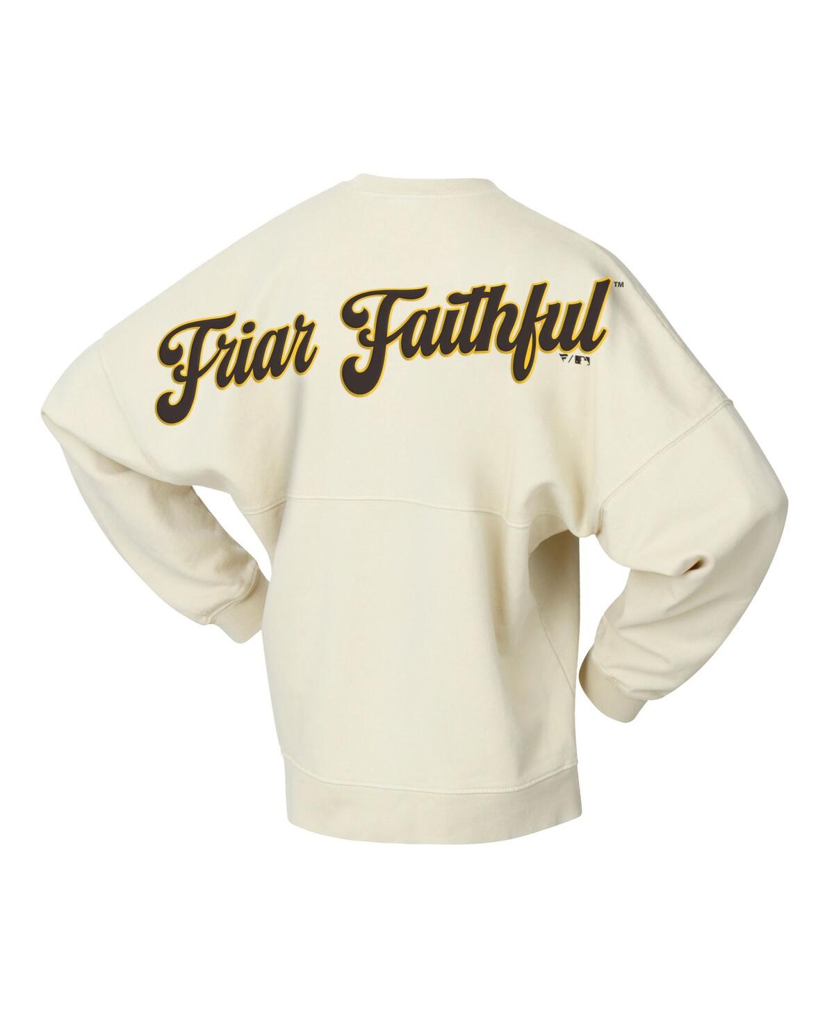 Fanatics Women's Tan San Diego Padres Pennant Flag Branded Fleece Pullover Sweatshirt In Brown