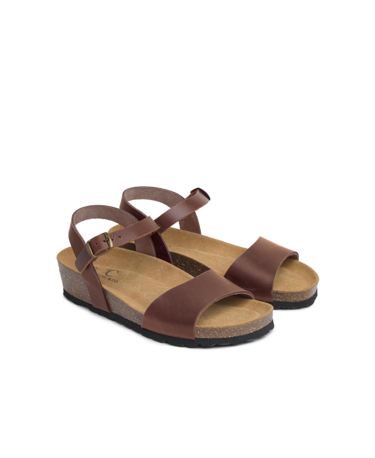 Low Wedge Ankle Strap Sandal - Rust