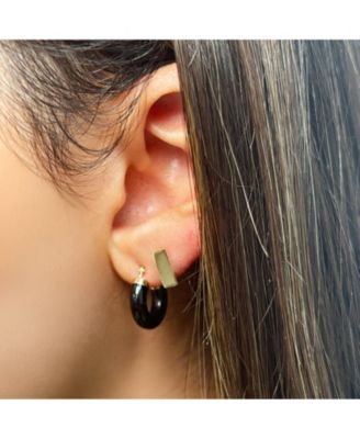Onyx Hoop Earrings 15 millimeters