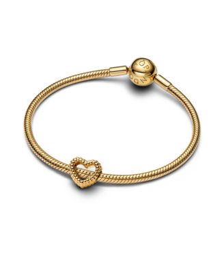 Gold-Plated Beaded Open-Heart Charms