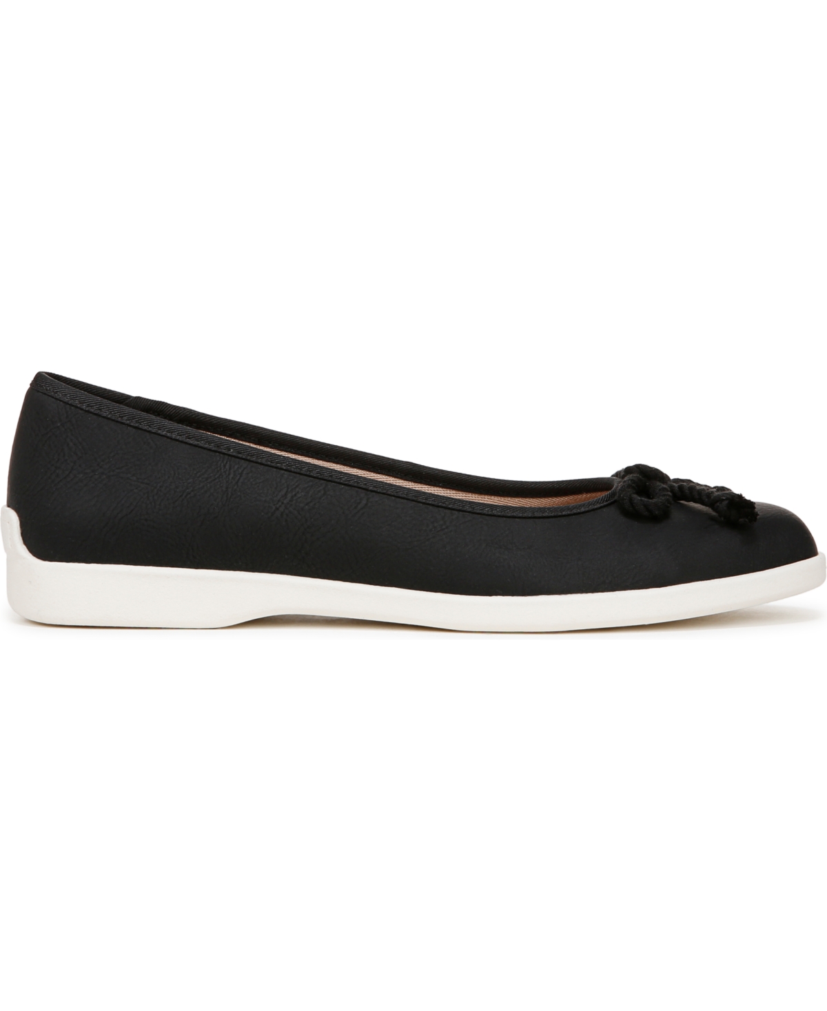 Lifestride Women's Maura Round Toe Ballerina Flats In Black Faux Leather
