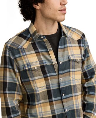 Men's Indigo Plaid Mesa Western Long Sleeve Shirt