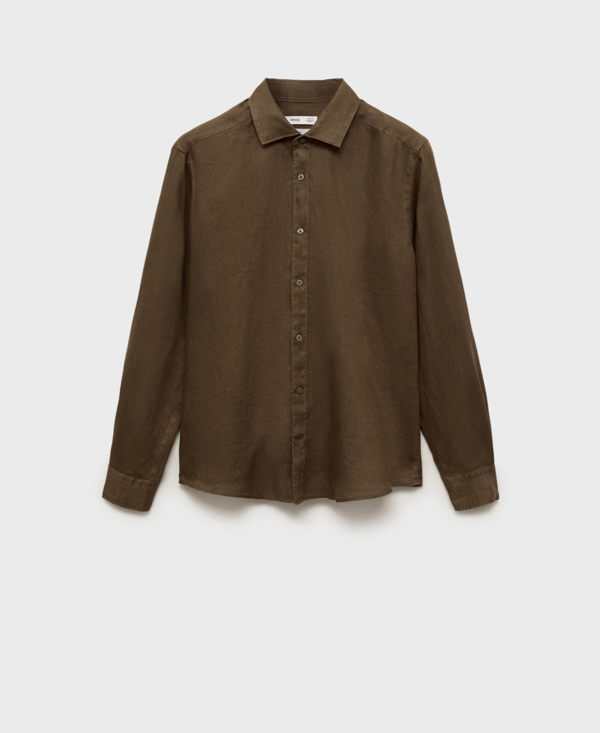 Mango Regular Fit Linen Button-up Shirt In Brown