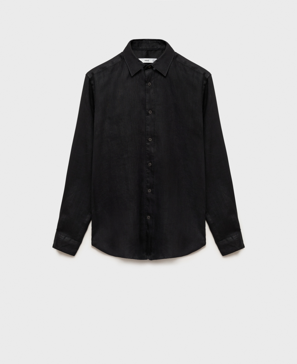 Mango Regular Fit Linen Button-up Shirt In Black
