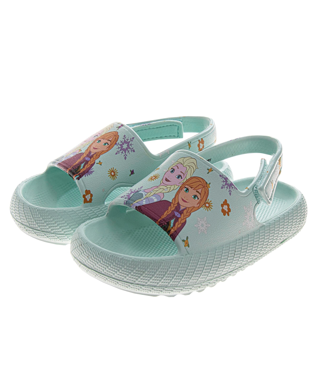 Disney Toddler Girls Frozen Anna And Elsa Hook And Loop Backstrap Slides In Blue