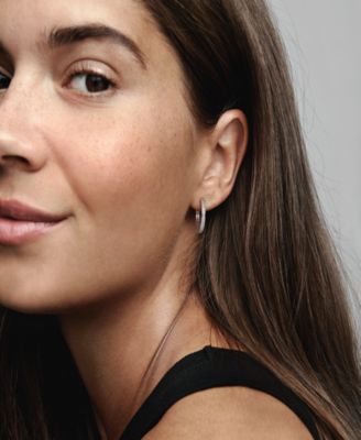 Sterling Silver Sparkle and Logo Hoop Earrings