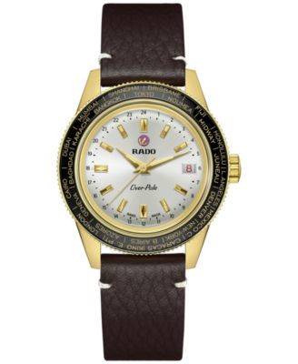Rado - Unisex Swiss Automatic Captain Cook Over-Pole Interchangeable Brown Leather Strap Watch 39mm