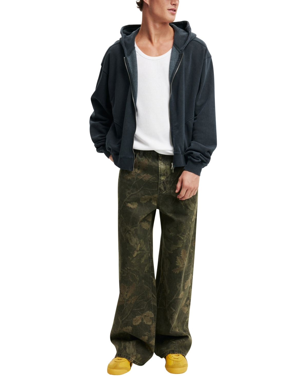 COTTON ON MEN'S CROPPED ZIP UP HOODIE 