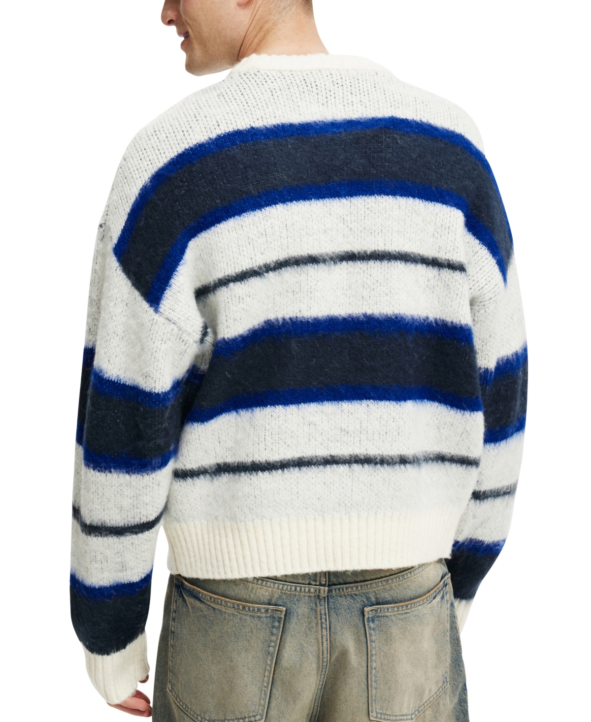 Shop Cotton On Men's Box Fit Fuzzy Crew Knit Sweater