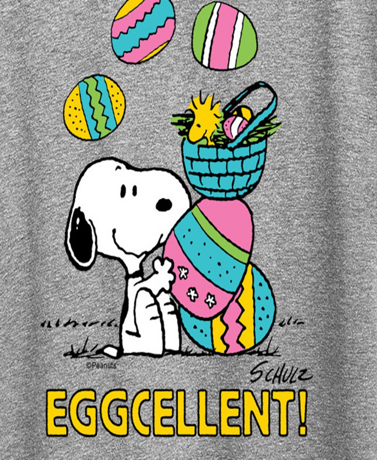 Hybrid Apparel Plus Size Peanuts Easter Eggcellent Graphic Crew Neck T-shirt In Gray