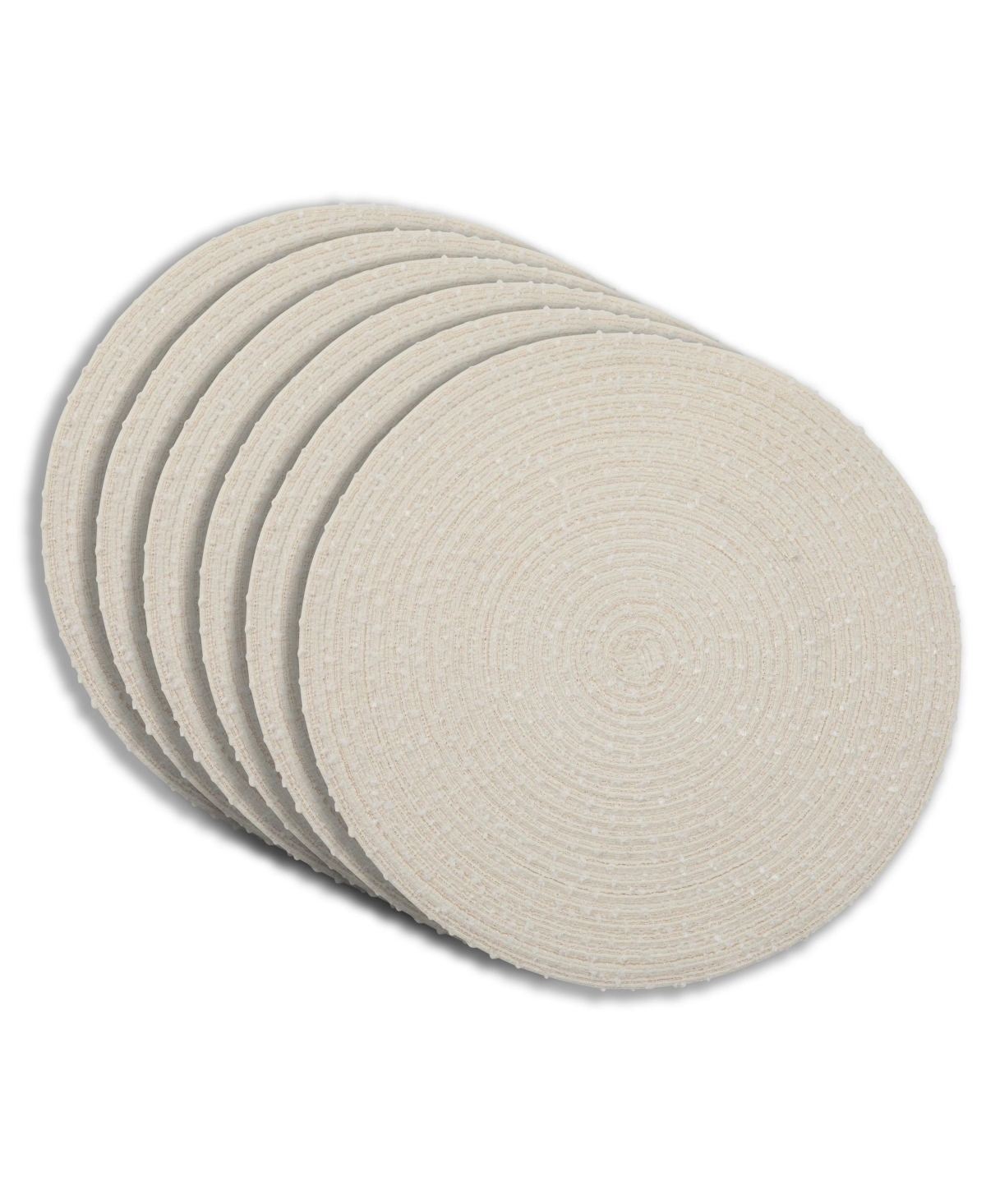 Boucle 15" Round Woven Placemats Set of 6 - Durable, Reversible & Non-Slip Table Mats - Gold