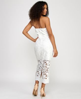 Juniors' Lace Eyelet Midi Dress