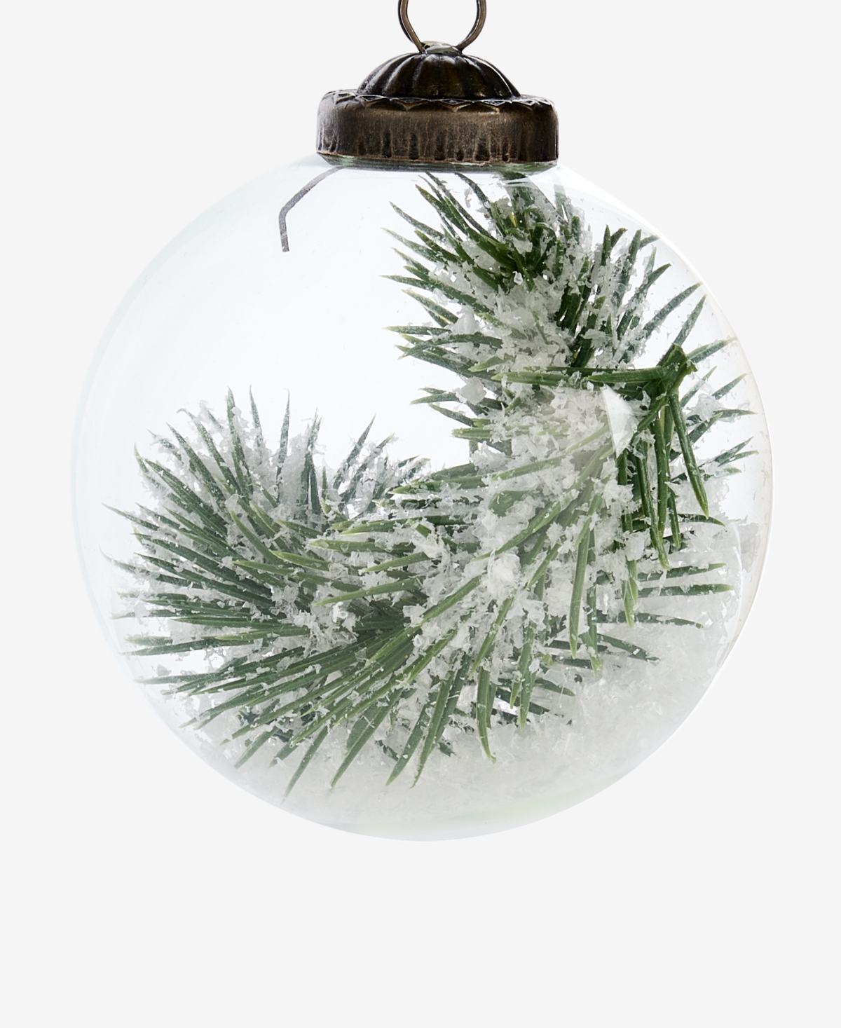 Holiday Lane Nordic Wonderland Glass Ball With Pine Ornament, Macy's Exclusive In Transparent