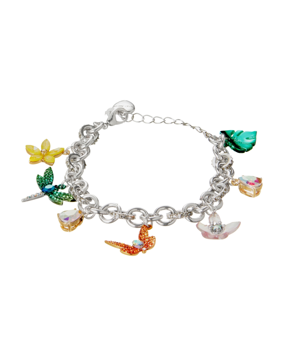 BETSEY JOHNSON FAUX STONE GARDEN GLAM DRAGONFLY CHARM BRACELET 