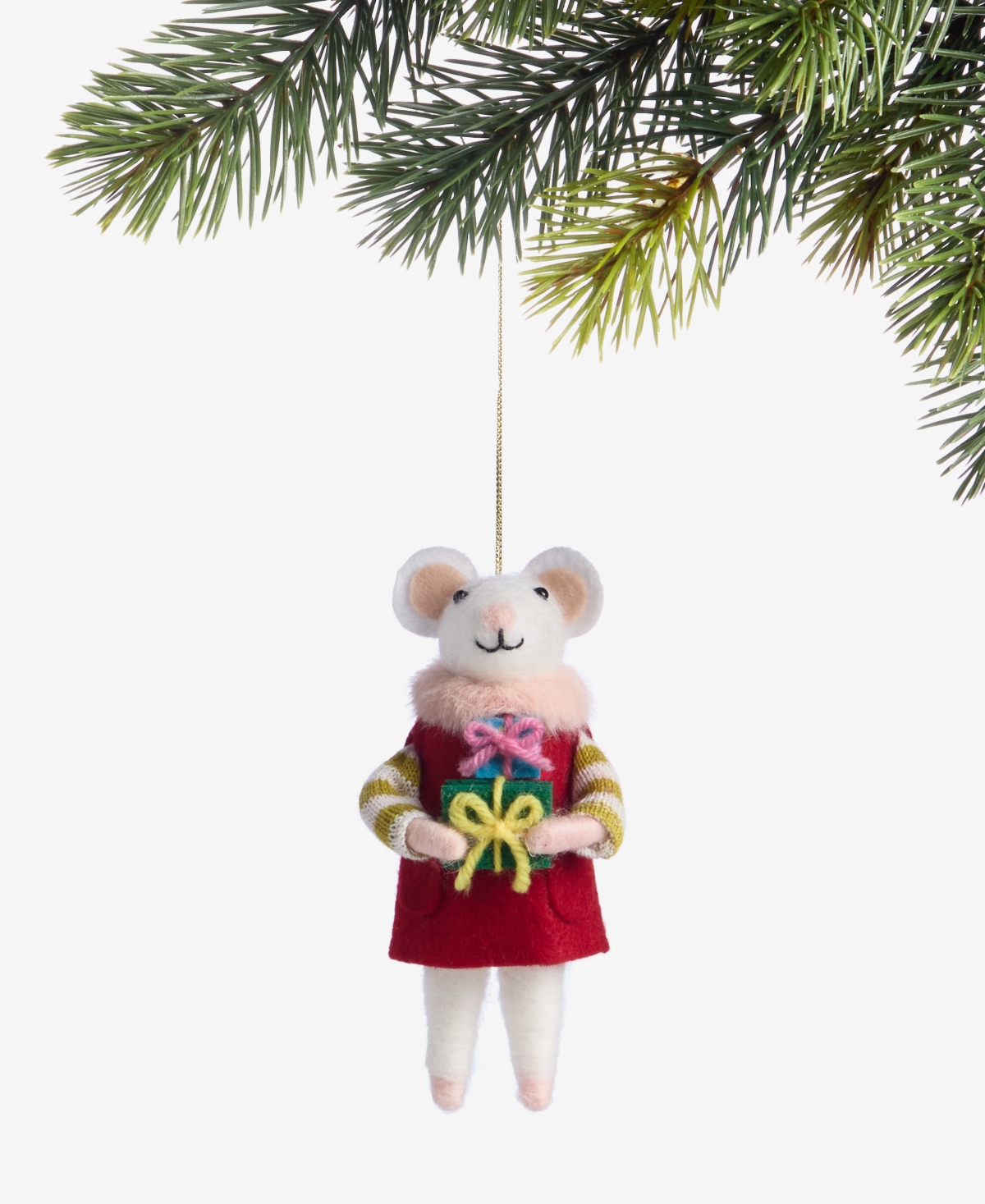 Holiday Lane Tiny Tidings Felted Mouse With Gift Ornament, Macy's Exclusive In Multi