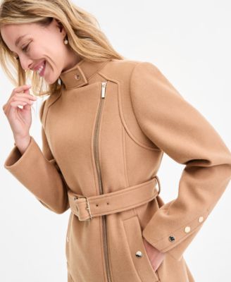 Women's Asymmetric Belted Coat, Exclusively at Macy's