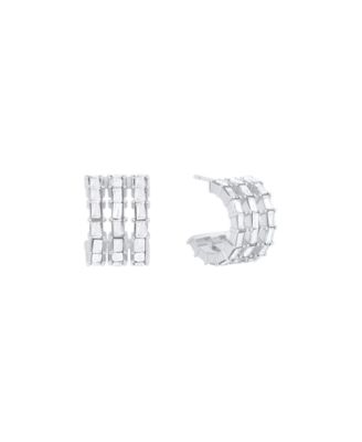 And Now This Triple Row Baguette Hoop Earrings - Silver 20$