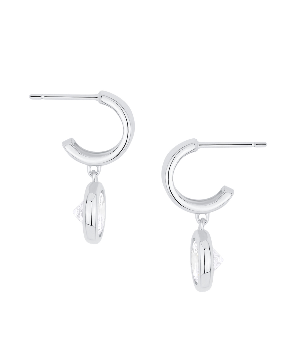 And Now This Cubic Zirconia Drop Post Hoop Earring In Silver