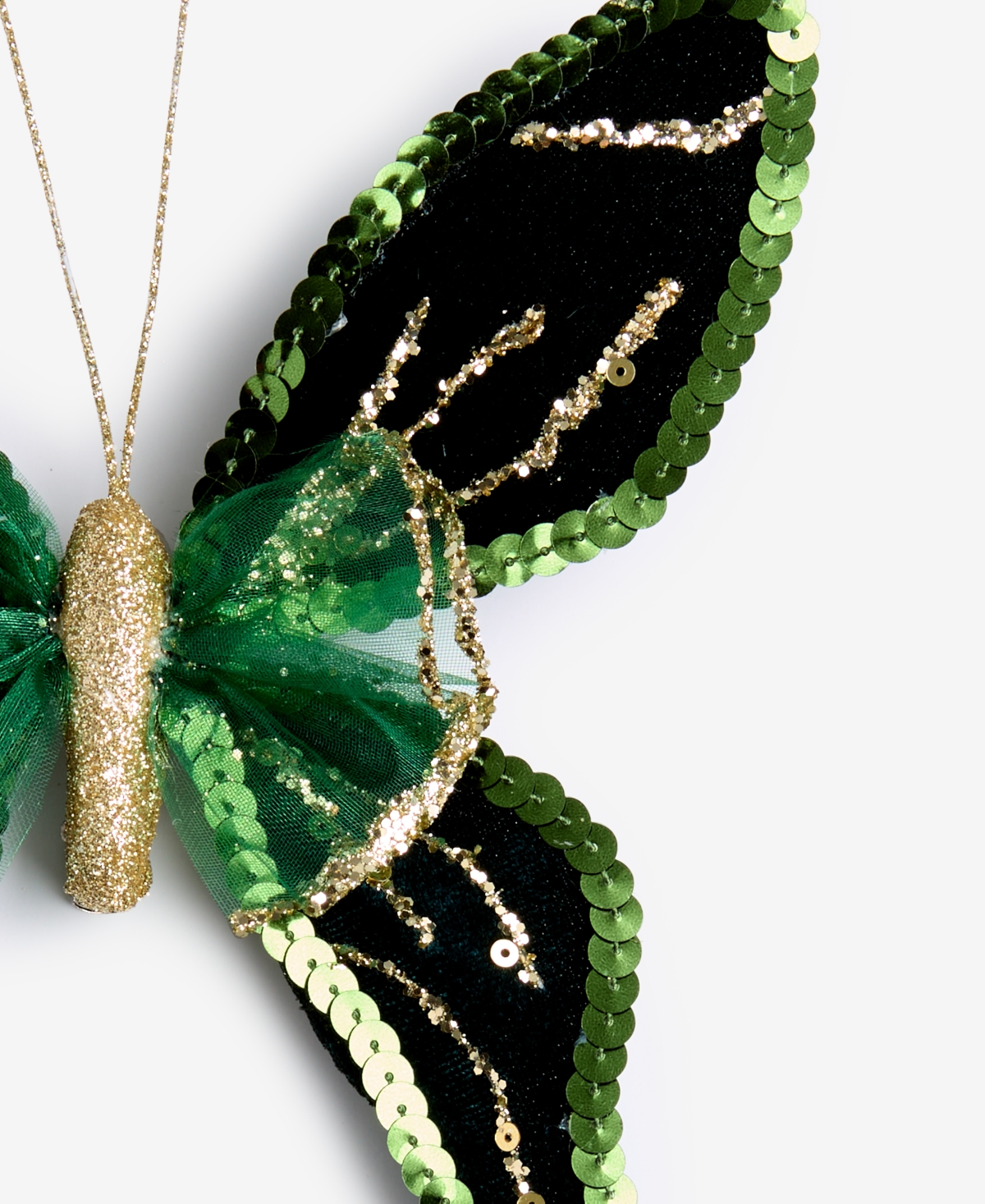 Holiday Lane Enchanted Forest Green Glitter Butterly Ornament, Macy's Exclusive In Transparent