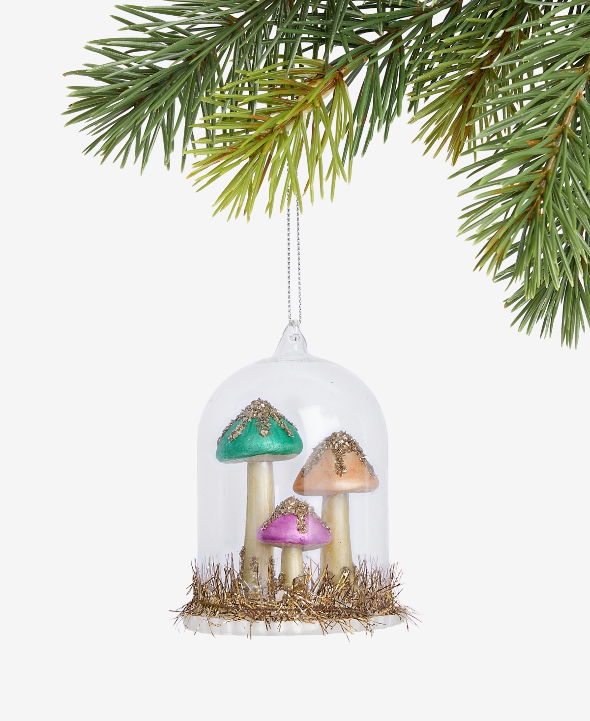 Holiday Lane Enchanted Forest Glass Colorful Mushrooms Ornament, Macy's Exclusive In Transparent