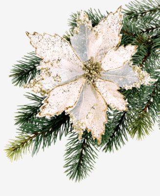 Gilded Glamour White Poinsettia Clip Ornament, Macy's Exclusive