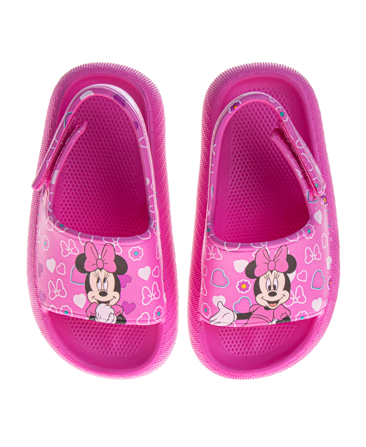 Disney Toddler Girls Minnie Mouse Hook And Loop Backstrap Slides