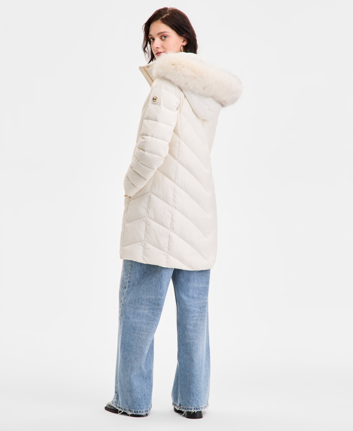 Michael Kors Michael  Women's Faux-fur-trim Hooded Puffer Coat, Exclusively At Macy's In Brown