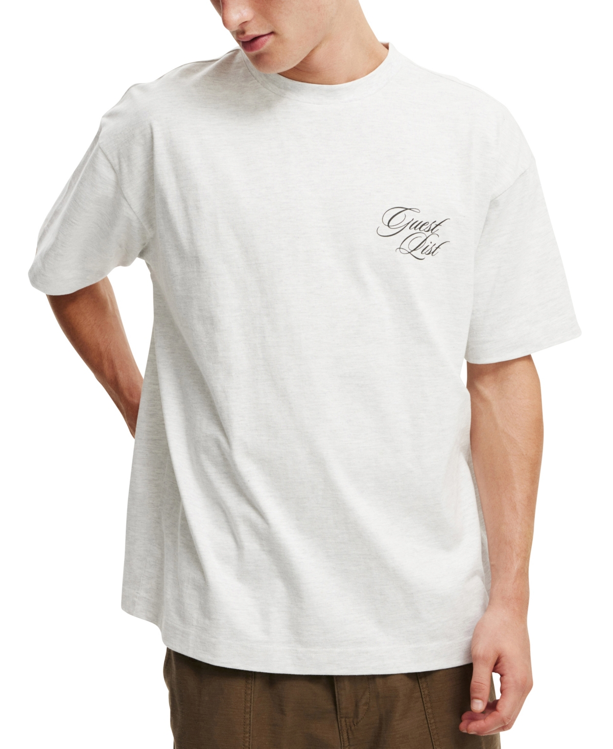 Shop Cotton On Men's Box Fit Text T-shirt In White Marle,guest List