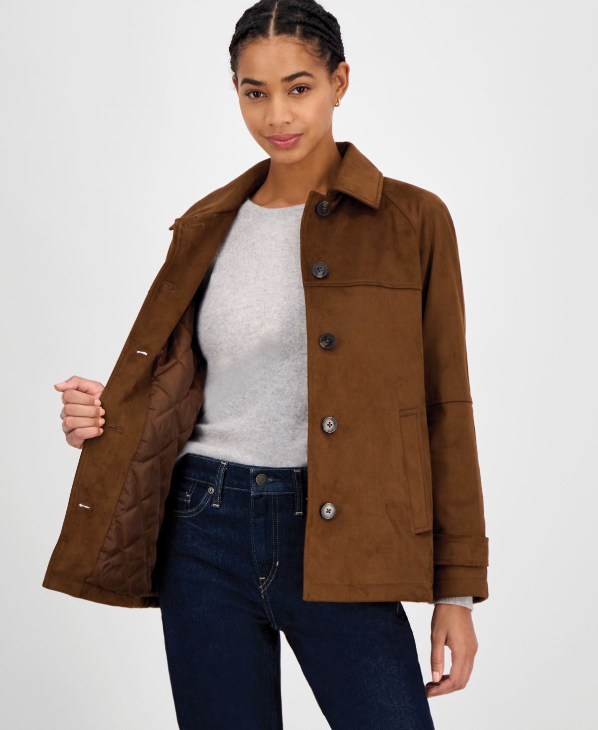 Michael Kors Michael  Women's Faux-suede Jacket In Brown