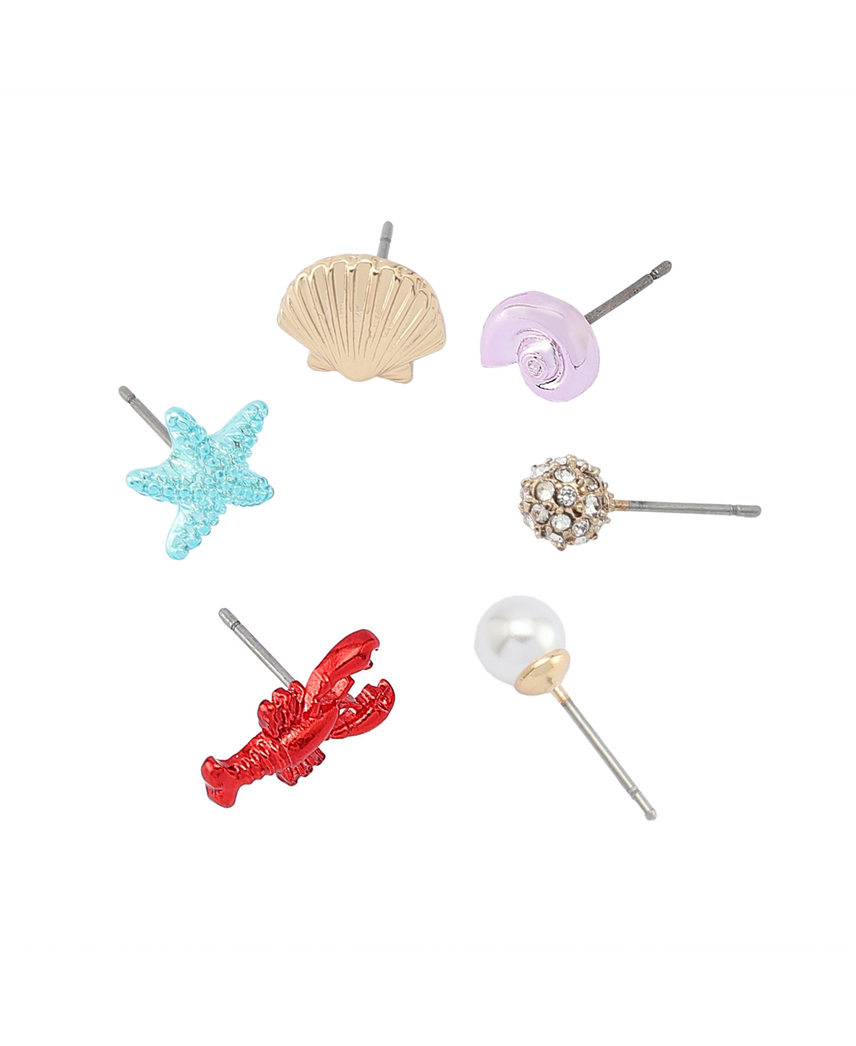 BETSEY JOHNSON MERMAID JEWELS LOBSTER SEASHELL STUD EARRINGS SET