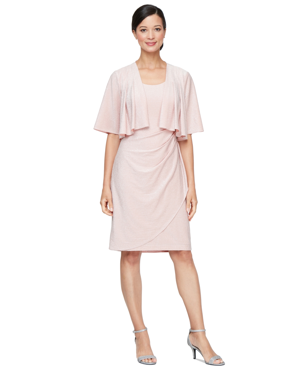Women's Shimmer Shrug & Embellished Dress - Blush