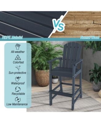 Counter Height Outdoor HDPE Bar Stool with Armrests and Footrest