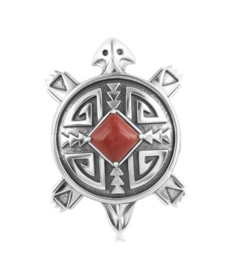 Sterling Silver Red Jasper Fritz Casuse Split Shank Turtle Ring, Size 8