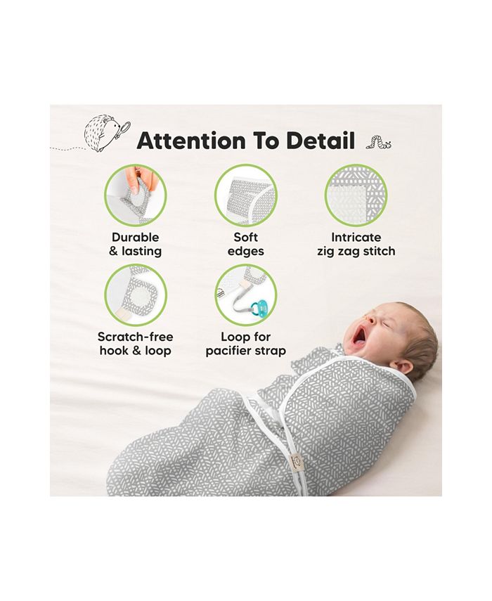 3pk Organic Swaddle Sleep Sacks with Knot Hats, Newborn 0-3 Months - Multi - ONE SIZE