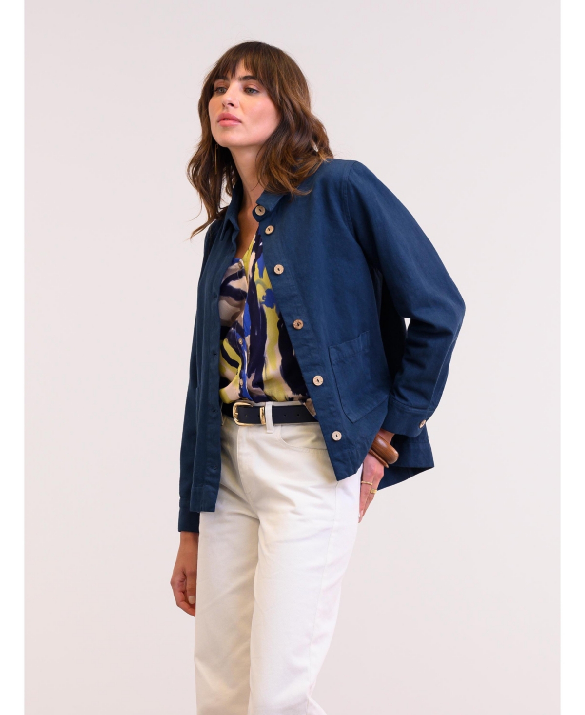 Women's Cotton Twill Pleat Back Jacket - Dark navy