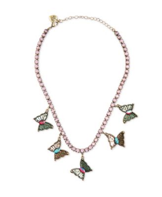 Faux Stone Boho Butterfly Bib Tennis Necklace
