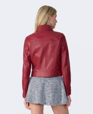 Women's Bomber Leather Jacket, Created for Macy's