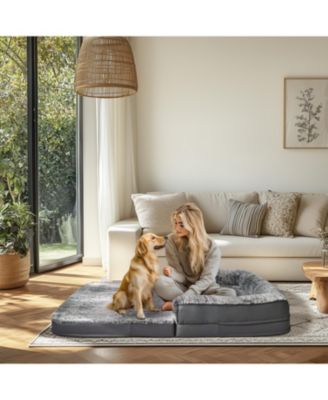 Giant Orthopedic Dog Bed w/Waterproof & LeatherTrim for Pets