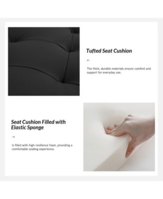 Monica 57.75 PU "Wide Tufted Storage Bench with Flared Arms