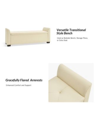 Monica 57.75 PU "Wide Tufted Storage Bench with Flared Arms