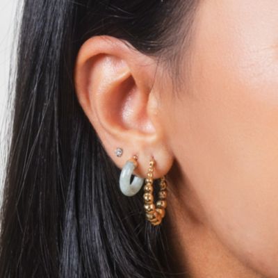 Jade Hoop Earrings 15 millimeters