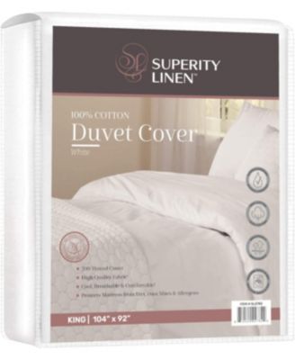 Superity Linen 100% Premium White Cotton Duvet Covee 200 Thread Count