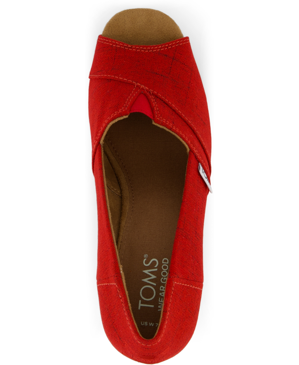 Toms Women's Slip On Wedge Sandals In Red Crosshatch Jacquard
