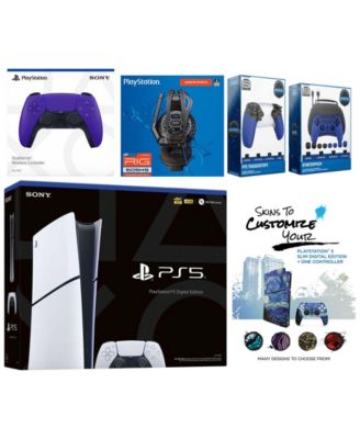 Playstation 5 Slim Digital with Extra Cosmic Red Controller, Plantronics Headset, Gamer Kit, Trigger Kit and MightySkins Decal Voucher + 1 Year C